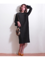 【CHILLE】ベロアプリーツワンピース/ブラウン(015)