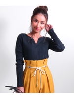 【Alluge】ランダムリブプルオーバー/ネイビー(018)