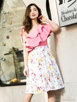 ワンショルフリルワンピース/ピンク