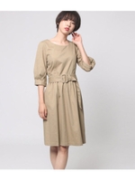 切替ギャザーワンピース/ベージュ(005)