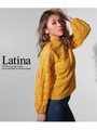 【Latina】総レースハイネックギャザースリーブトップス/ブラック(027)
