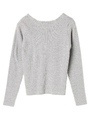 ・バックリボンリブプルオーバー/杢グレー