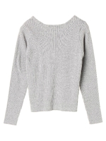 ・バックリボンリブプルオーバー/杢グレー