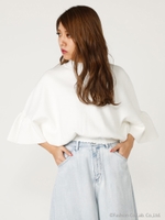 スカラップフレアSLV Knit TOP/WHT