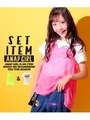 【ANAP GIRL】ハートTシャツ×シフォンキャミソールSET/ピンク(008)