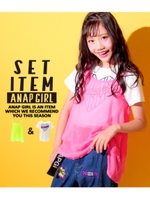 【ANAP GIRL】ハートTシャツ×シフォンキャミソールSET/ピンク(008)