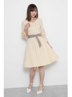 ◆カラーストライプサッシュ付ワンピース/ミストグリーン1(131)