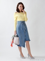 イレギュラーヘムデニムスカート/ブルー