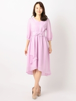 ストライプミディーワンピース/青系