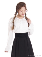 レーストリムセーラー衿ブラウス/ブラック