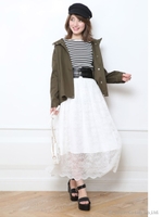 レースフレアスカート/ライトグレー