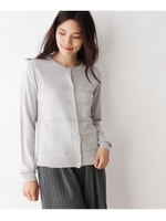 [吸湿発熱/静電気防止]オパール調ボタンカーディガン/ライトグレー(011)