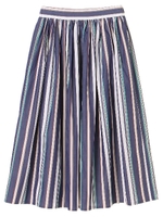 ・マルチストライプフレアースカート/ネイビー