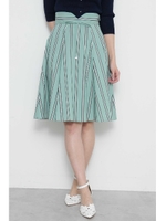 ◆カラーストライプフレアースカート/ミストグリーン1(131)