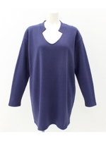 【Latina】カットデザインVネックチュニックワンピース/ネイビー(018)