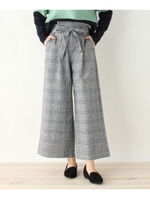 グレンチェックワイドシルエットパンツ/ブラック(219)