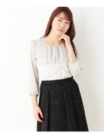 サテン切替えとろみブラウス/ライトグレー(011)