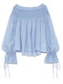 スモッキングコットンブラウス/BLU