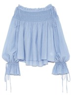 スモッキングコットンブラウス/BLU