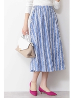 タイプライターストライプミモレスカート/ネイビー1(121)