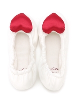 ハートサテンルームシューズ/OWHT