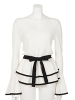 バイカラーブラウジングKNIT TOP/WHT