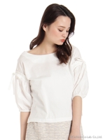 フリル袖リボンカットソー/ホワイト