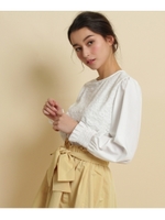 レースシャーリング袖シャツ/ホワイト(001)