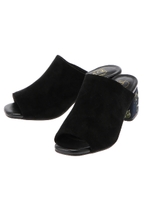 花柄ヒールミュール/ブラック