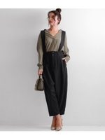 【Alluge】サス付サルエルパンツ/ブラック(027)