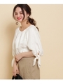 SACRA ノットリボンスリーブブラウス/アイボリー(004)