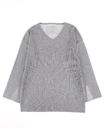 ・リブフレアスリーブプルオーバー/杢グレー