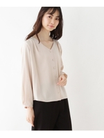 【VERY4月号掲載】【洗える・42（LL）WEB限定サイズ】Vネックブラウス/ライトベージュ(051)