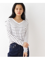 【アルガンオイル配合】USコットン長袖Tシャツ/ブラックボーダー(319)