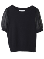 【ニット】シアーボリュームスリーブニット/ブラック