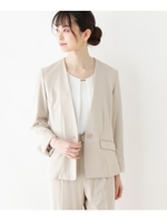 【洗える・接触冷感・抗ピリング・34(SS)、42（LL）WEB限定サイズ】ノーカラージャケット/ライトグレー(011)