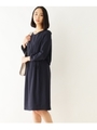 【洗える】きれいめ無地ワンピース/ネイビー(093)
