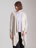 コットンレーヨンツイルニットロングカーディガン/ベージュ