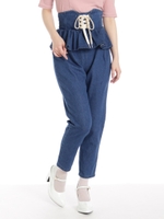 コルセットぺプラムテーパードパンツ/ブルー