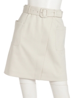サイドポケットベルト付きスカート/ベージュ