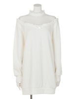 シースルーバックリボンスウェットワンピース/ブラック