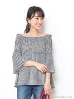 シャーリングチュニック(ギンガムチェック)/チェック/ギンガ