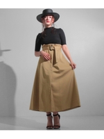 【Settimissimo】ハイウエストベルト付ラップ風チノロングスカート/ネイビー(018)