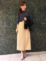 ベルト付きラップスリットタイトスカート/ベージュ