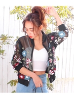 【CHILLE】刺繍メッシュブルゾン/ミックス(034)