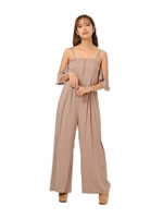 袖フリルオールインワン/BROWN