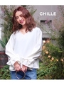 【CHILLE】袖リボンVネックトップス/ホワイト(001)