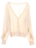 ラメフリルスリーブカーディガン/ミント