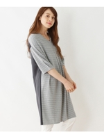 ジャージ ストライプワンピース/ネイビー(393)