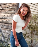 【Latina】テレコリブタイトフィットトップス/ホワイト(001)